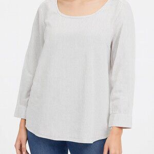 H&M Blue White Striped Cotton Blouse Women's Size 0